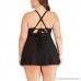 Coco-ZWomen Plus Size Back Straddle Swimsuit Stitched Printed Split Skirt Tankini Swimsuit Beachwear Padded Swimwear Black B07PB6MJ5M